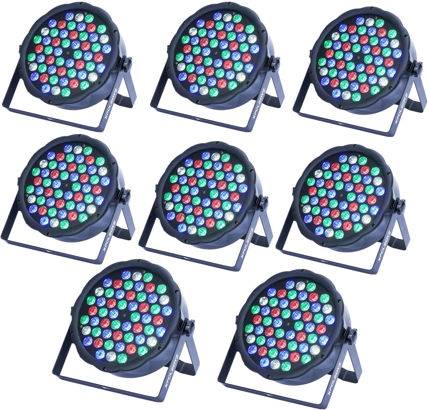 LED Stage Lights XPCLEOYZ 54x3W LED Par Light RGBW 162Watt DMX 512 Stage Lighting for Home Party Wedding DJ Show Club Concert Dance Floor Lighting - 4 Pack … (8PCS)