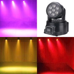 XPCLEOYZ 2PCS Moving Head Dj Lights,7 x 12W RGBW Stage Lighting Mini Moving Head, DMX DJ Lights Remote Control Sound Activated, Mini Moving Heads Wash Light for Parties