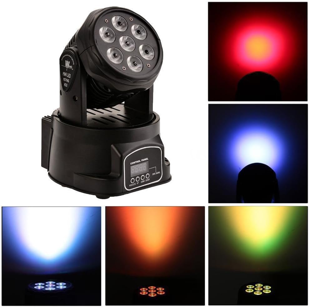 XPCLEOYZ 2PCS Moving Head Dj Lights,7 x 12W RGBW Stage Lighting Mini Moving Head, DMX DJ Lights Remote Control Sound Activated, Mini Moving Heads Wash Light for Parties